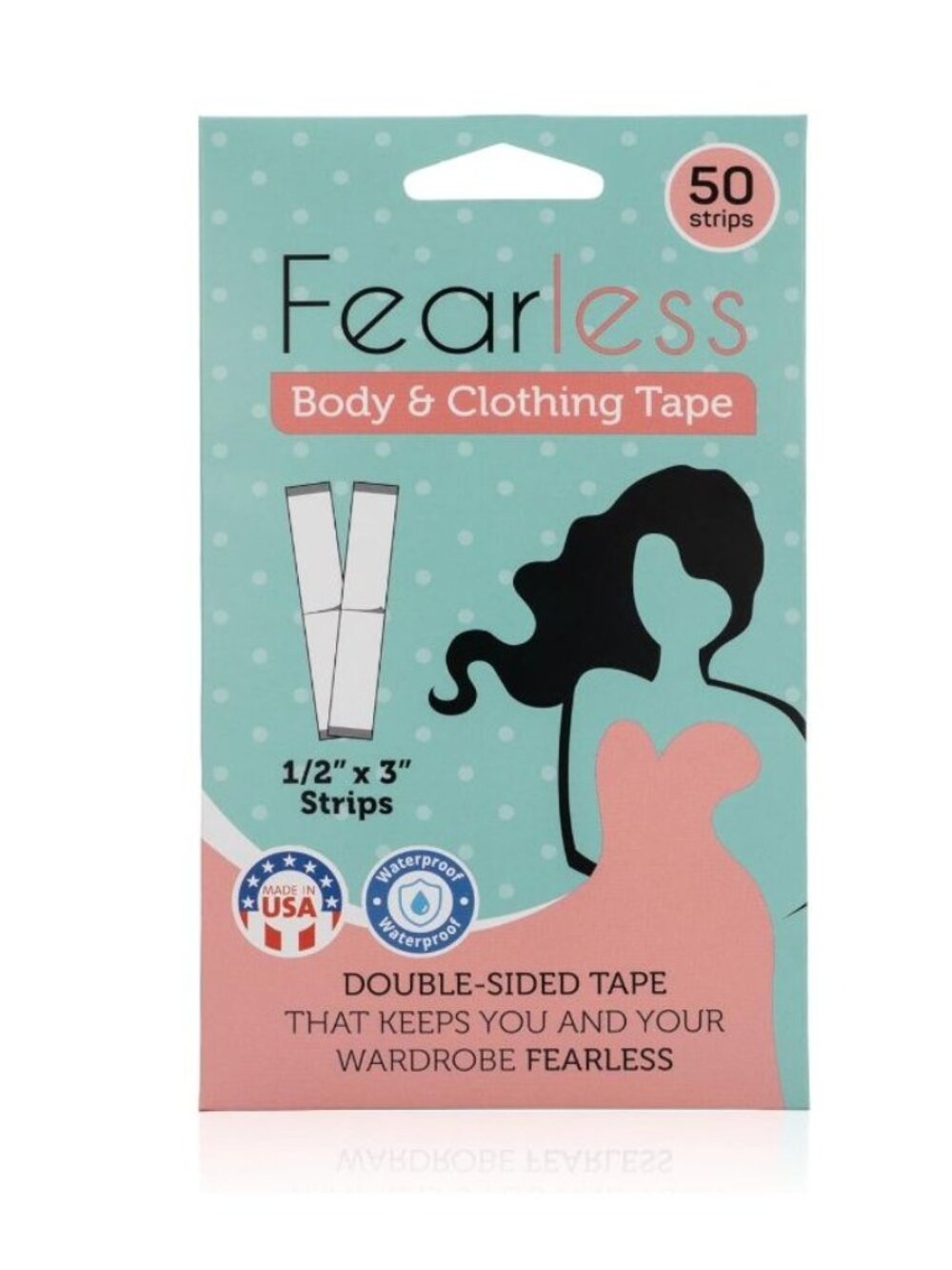 Fearless Body & Clothing Tape Waterproof Double-Sided Strips 50-Pack For Secure